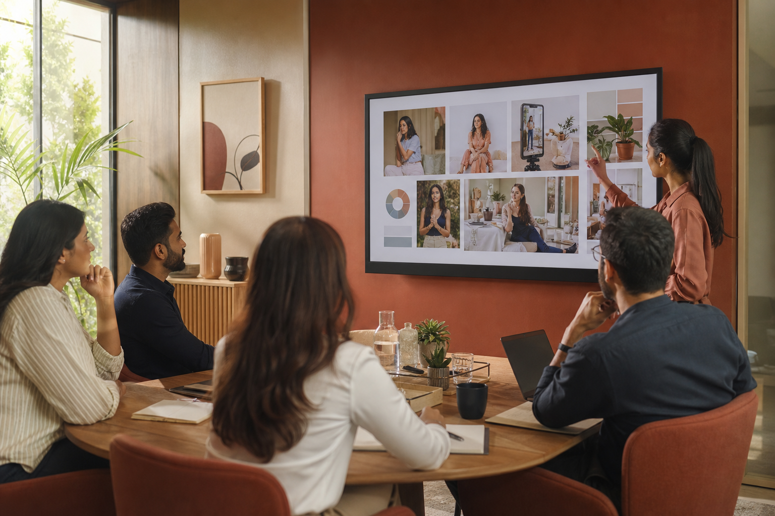 Brand team reviewing creator campaign options for a client brief