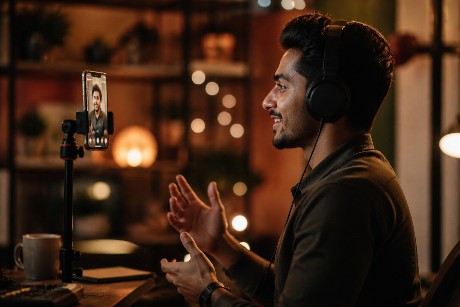 Creator going live in the evening on a partner streaming app